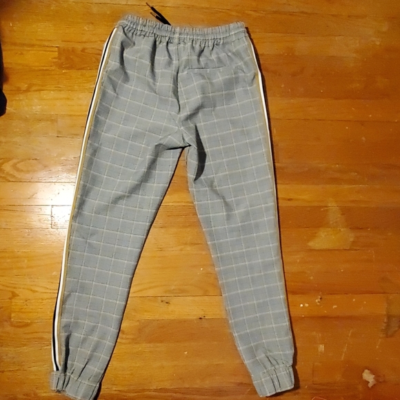 Skinny Checkered Dress Jogger With Gold/White Trim - Picture 3 of 3